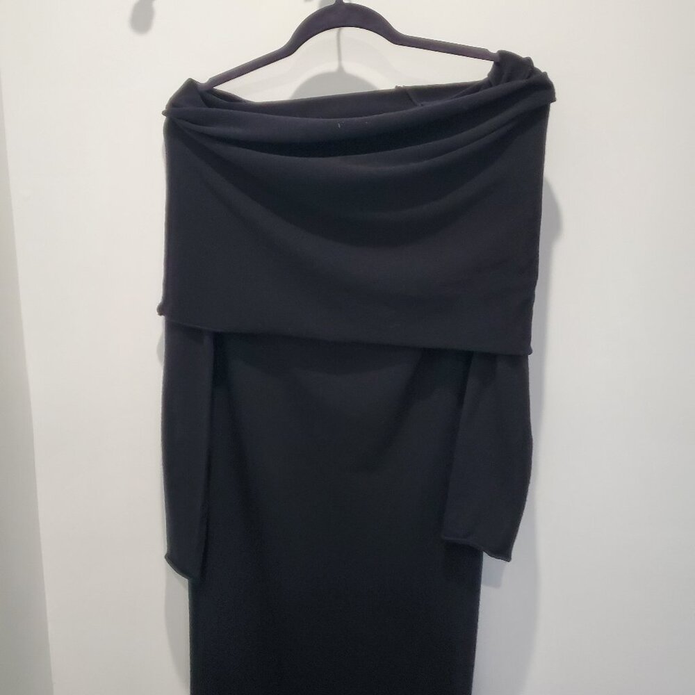 Ter Et Bantine Black Long Straight Multi Option Roll Down Collar Dress 46/12